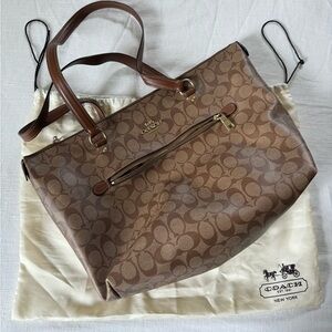 Coach Tan and Brown Signature Tote